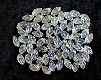 Clear Glass Leaf beads - Pk 30.
