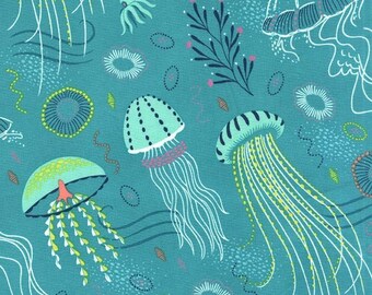 Beach Fabric - Jellyfish Sea Fabric - Michael Miller Into the Deep