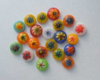 Fused Glass Millefiori Mini Cabs - Cabochons - Lampwork Beads - Fused Glass - Flower Beads - Glass Bead - Findings 5644