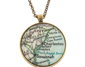 Charleston Map Necklace/ City