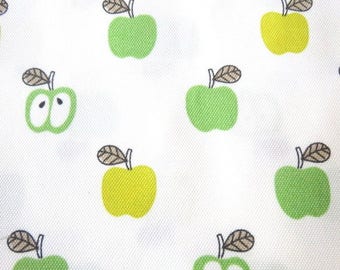 Fabric coated thick pattern Apple on white 290 x 50 cm