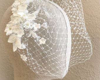 Birdcage Veil, Bridal Veil, Bandeau Birdcage Veil, Blusher Bird Cage Veil,bridal veil