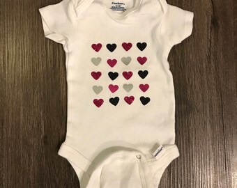 Glitter Heart Onesie/READY TO SHIP/Free Shipping