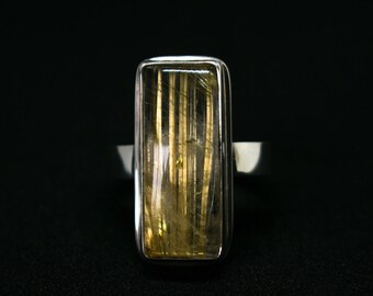 Argent sterling Quartz rutile, Bague anneau de Quartz Rutile, Quartz argent anneau, rutile, Rutile doré, Top qualité Quartz, Quartz bague