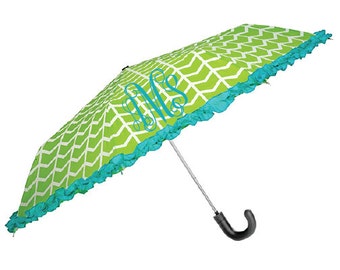 Monogrammaded Umbrella Personalized Umbrella Teal Umbrella Lime Umbrella Blue Umbrella Green Umbrella Custom Umbrella Umbrella With Handle
