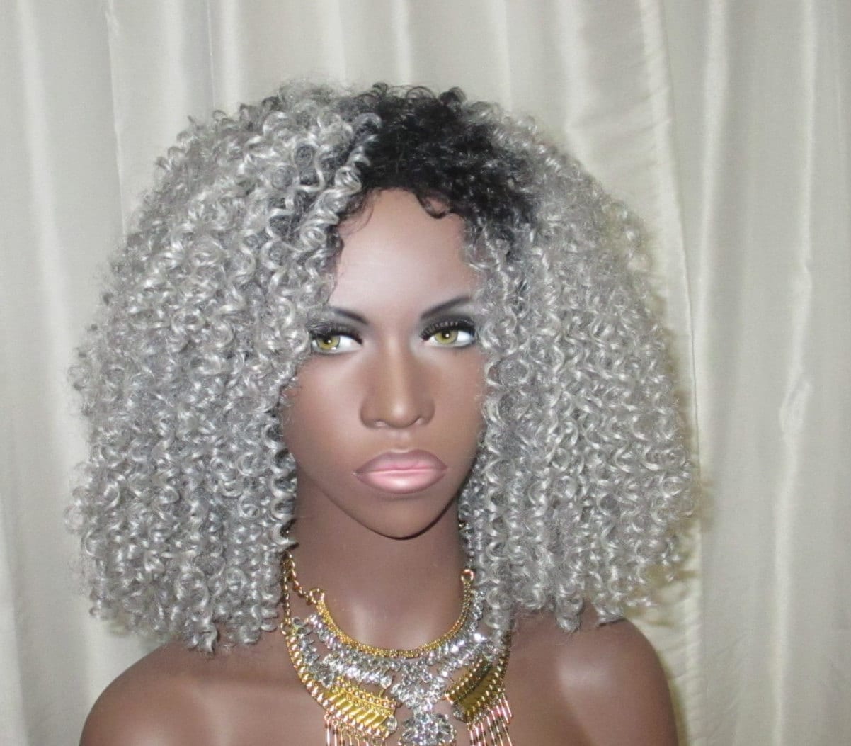 Essence Wigs Gray Wig Silver White Jeannie Mae Natural Hair Kinky