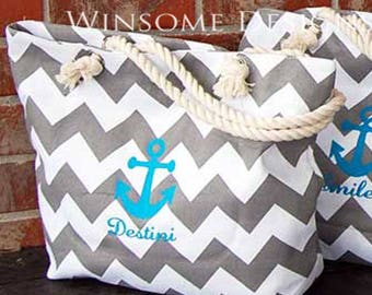 Boat Tote-Tote for the Boat-Personalized Beach Bag-Nautical Bag-Tote with Anchor-Tote for the boat-Boating Tote-Spring Break Bag-2017 Trend