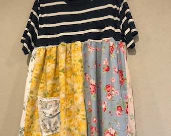 The Blossom Frock: Upcycled pillowcases, t shirt, shabby chic, floral, festival, sustainable clothing, eco friendly, Melbury Road