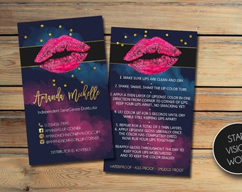 LipSense Business Cards with Tips and Tricks - SeneGence International - LipSense - Distributor - Lipsense