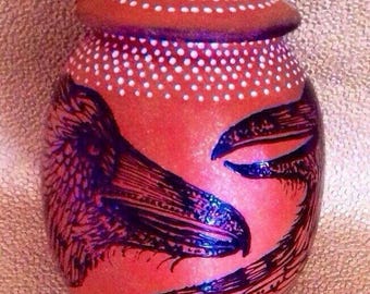 Two Raven Circle of Life Custom Cremation Urn of New Mexico Mica Clay in 5 Sizes