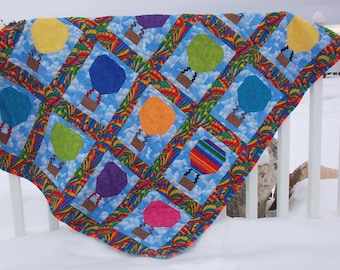 BRIGHT Hot Air Balloon Quilt Kit- Fabric Charms and PDF Pattern via instant download