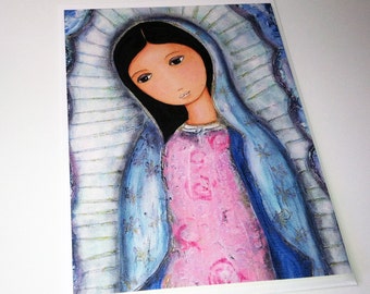 Holy mary of Guadalupe - Greeting Card 5 x 7 inches - Folk Art By FLOR LARIOS