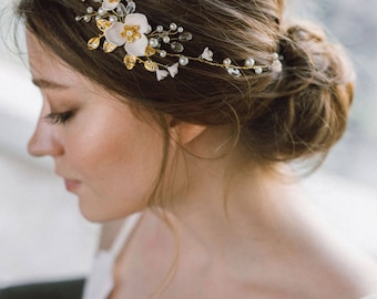 Bridal Hair Piece, Flower Bridal Headband, Wedding Hair Vine, Bridal Tiara, Wedding Hair Wreath, Wedding Headpiece, Diadem, Blossom- REGINA