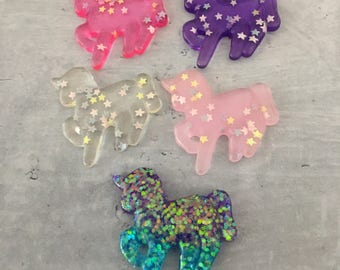 Glitter unicorn made of resin pink purple turquoise for decoded and jewellery production