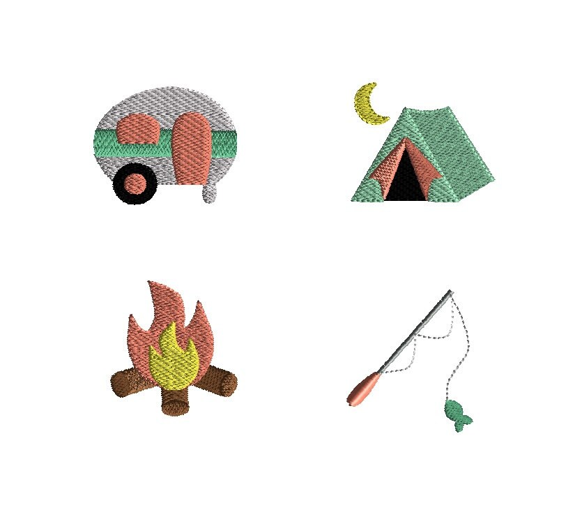 Mini Camping Machine Embroidery Design SetINSTANT DOWNLOAD