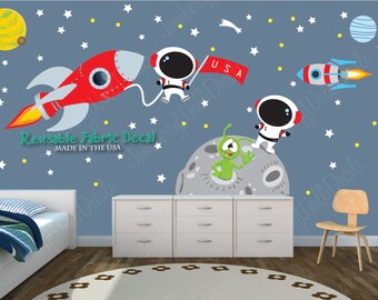 Space Wall Decal, Space Stickers, Astronaut Decal, Space Decals, Rocket Ship wall decal (Moon mission/Rocket mission) MMRM