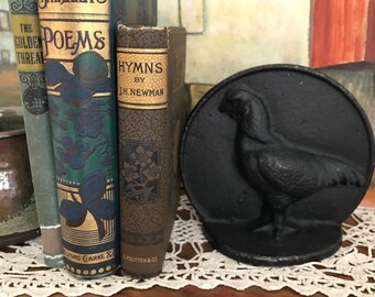 BACKYARD CHICKEN BOOKEND ~ Cast Iron Bookends ~ Black Bookends ~ Hen Bookends ~Cast Iron Doorstop ~ Doorstops ~ Farmhouse Decor ~ Home Decor