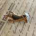 Amazing vintage woman's hand brooch Victorian style gold tone with gem stone hand painted
