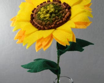 Artificial Flower Sunflower - Fake Flower, Felt Flower on a Stem, Artificial Sunflower, Fake Sunflower, Kansas State Flower