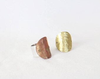 Scarf Ring//Scarf Slide//Neckerchief slide in Hammered Copper and Brass