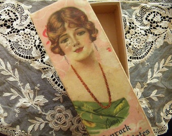 Antique Candy Box with Flapper Girl Portrait on Lid Penrock Chocolate Container Frederick Duncan Artist