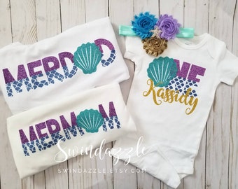 mermaid mom and dad shirt
