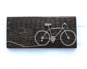 Bicycle Art- Mountain Bike Wire String Art/ Let's Get Lost/ bike art/ unique art/ biking/ bicycle wall art/ wire art/ wire string art