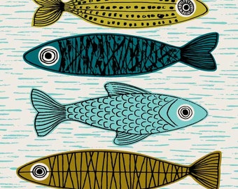 Six Fish, limited edition giclee print