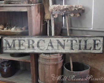 Early looking Antique Primitive MERCANTILE Wooden Sign
