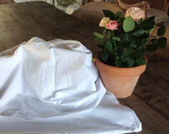 French linen sheet - M D monogrammed vintage french linen sheet wedding trousseau dowry