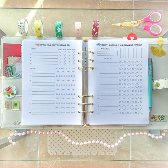 Home Planner A5 Filofax Inserts Household Cleaning Seasonal