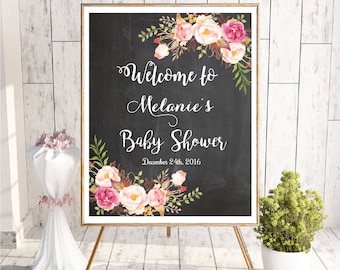 Baby Shower Welcome Sign, Baby Shower Chalkboard Sign, Printable Baby Shower Welcome Sign, Watercolor Baby Shower Welcome Sign, Customizable