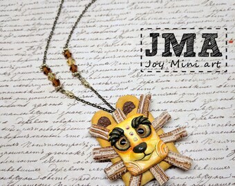 Lion pendant / mixed media pendant /OOAK