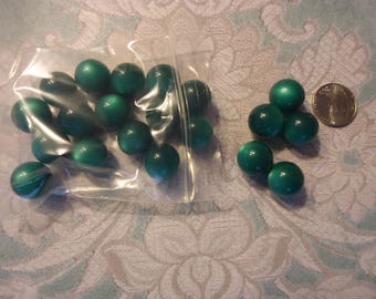 Vintage, New Old Stock, 14mm Moon Glow Beads, Deep Emerald, Jewelry Supply, Beading Component, Craft Supply, 20 Beads