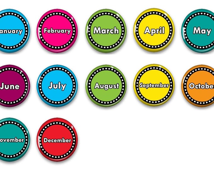 Months Of The Year Magnets - Date Magnets - Chalkboard Magnets - Calendar Magnets - Educational - Preschool Learning - Learning - Classroom