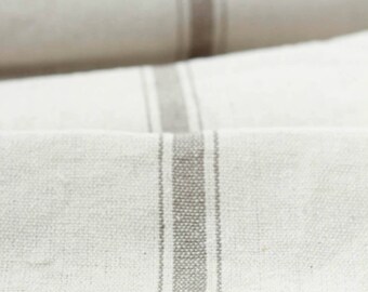 Grain Sack Fabric by the Yard - Five Stripes Tan