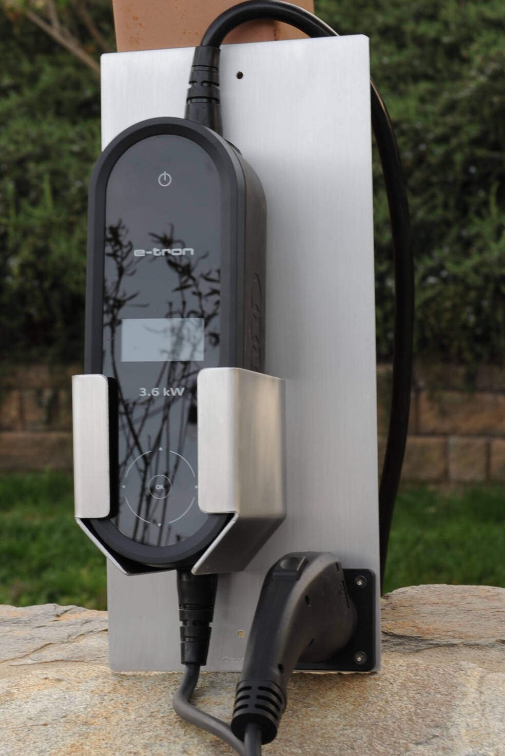 Audi Etron/Porche wall mount charger holder. Also visit