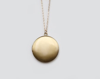 Vintage Brass Locket Necklace - 30 inch
