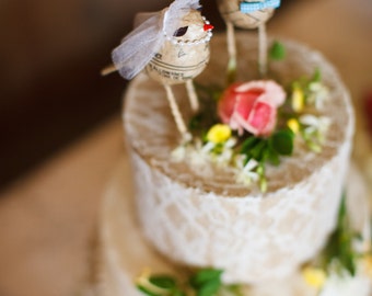 Custom//Love Bird 'Bride and Groom' Cake Toppers