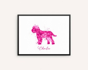 Cockapoo Watercolor Print, Cockapoo Art, Watercolor Dog Wall Art, Dog Home Decor, Personalized Wall Decor, Custom Name Sign, Gift