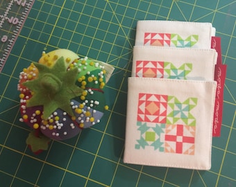 Quilt Block Needle Case by Moda Fabrics, 3 1/2 by 3 1/2 Square