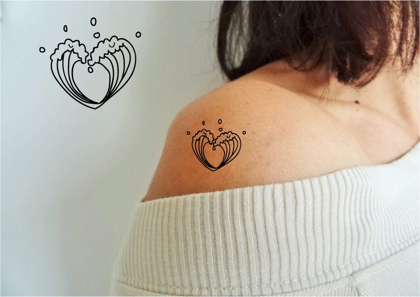 2 Heart Shaped Wave Temporary Tattoos Tattoo 2 Heart Shaped Wave Temporary Tattoos Tattoo