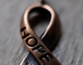 Red Copper Hope Ribbon Charm - 100 pieces
