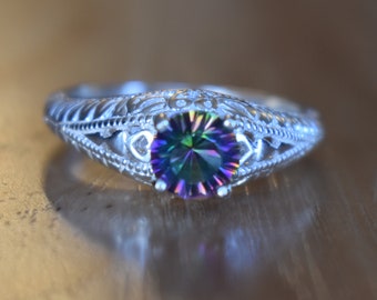 6mm Genuine Mystic Topaz Ring Size 7