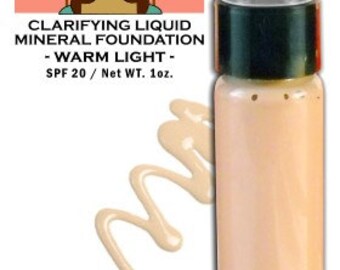 Natural Liquid Mineral Foundation In WARM LIGHT Natural Acne Safe Makeup Vegan and Non-Comedogenic Foundation