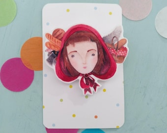 Fairy tale brooch - little red riding hood