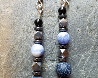 Unique blues and silver earrings