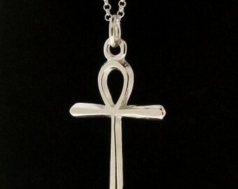 Sterling Silver Ankh Cross Pendant & Chain