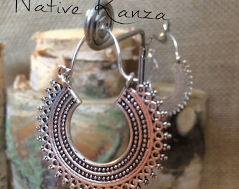 Sliver tribal hoop earrings,,boho,gypsy earrings,sliver jewllery, tribal jewellery,gypsy hoops,hoops