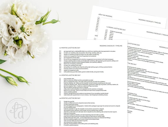 wedding checklist printable instant download